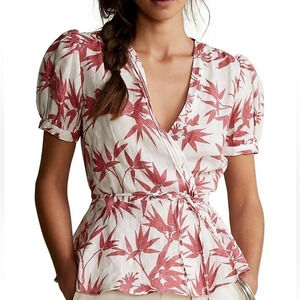 NWT Polo Ralph Lauren Floral linen  Print Wrap Top Womens Sz L